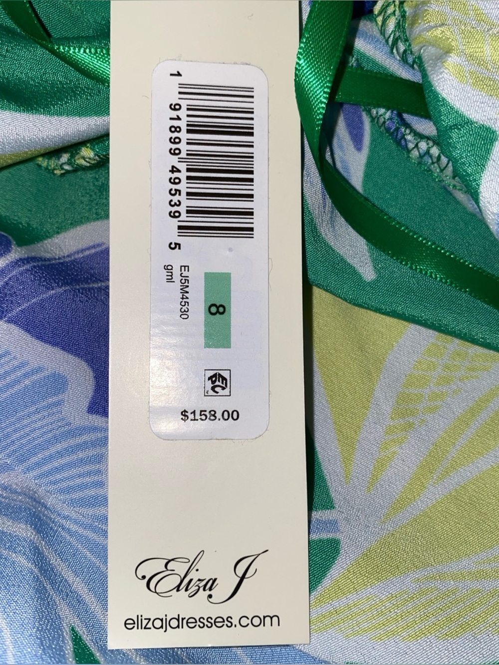 Eliza J Halter Tiered Midi Dress Green Blue Floral Print Size 8 NWT MSRP $158 - Picture 6 of 10